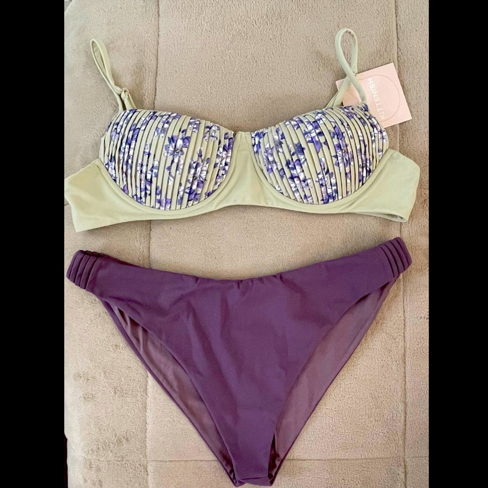 Kittenish Floral Bikini Top